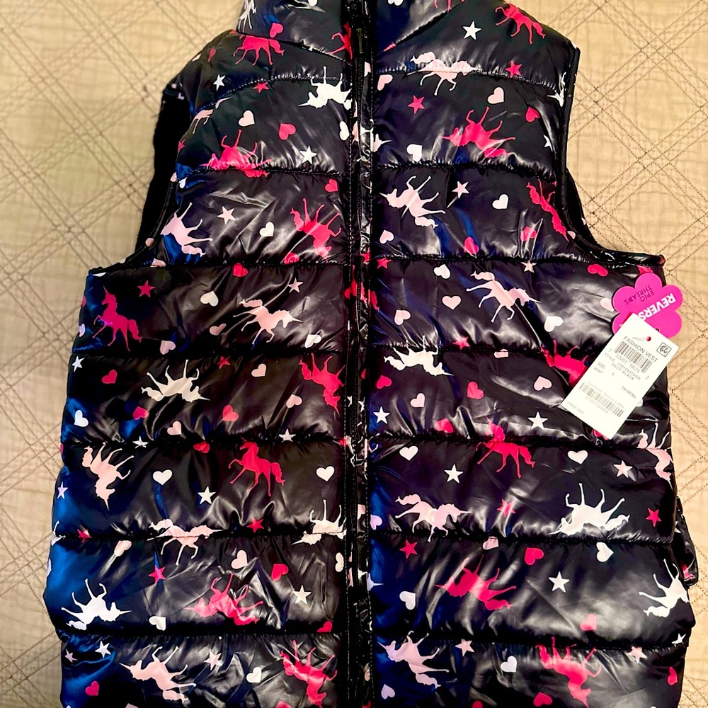 Fashion warm reversible vest for big girls size L